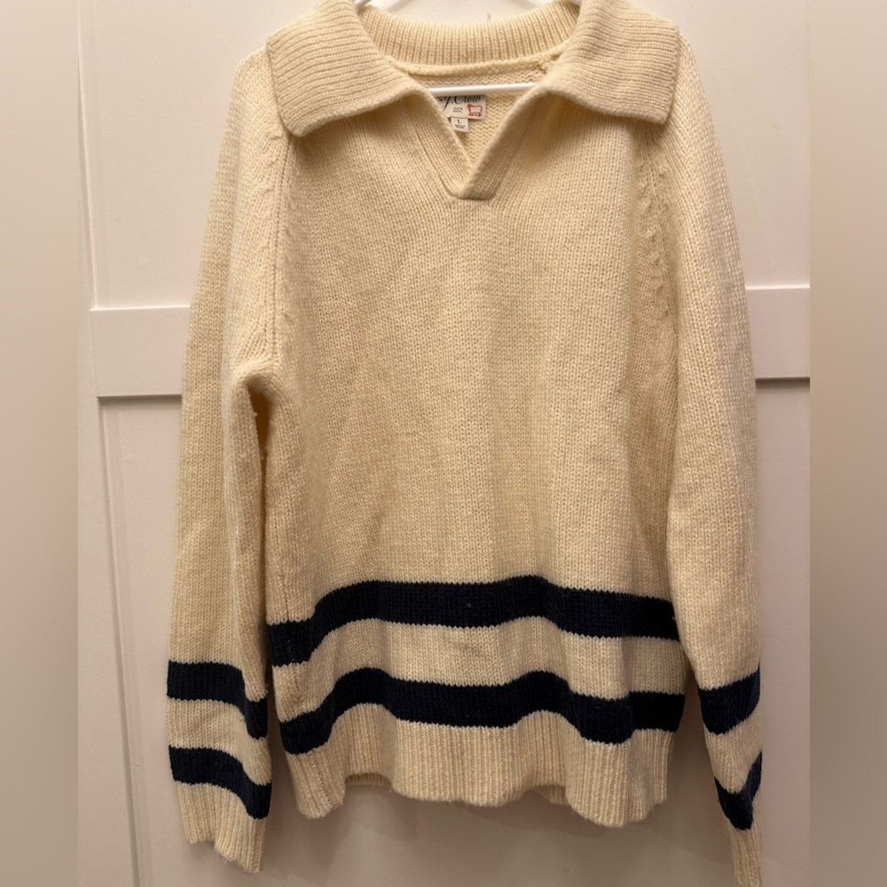 Vintage Knit For J.Crew brand 100% wool skipper style sweater size large‎ *FLAW*